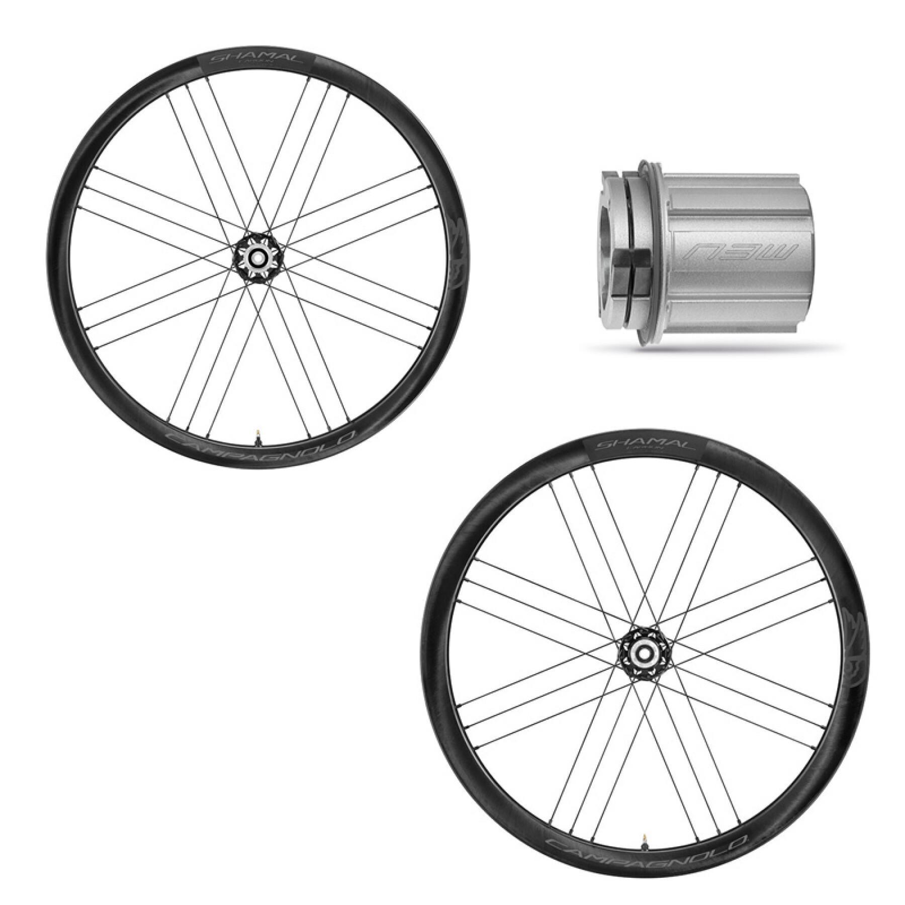 Conjunto de 2 rodas de bicicleta Campagnolo Shamal C21 2Wf Disque Tubeless Ready Campagnolo N3W