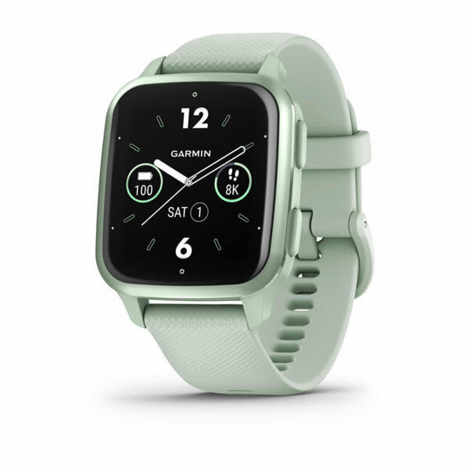 Relógio Gps com pulseira de silicone verde água Garmin Venu Sq 2