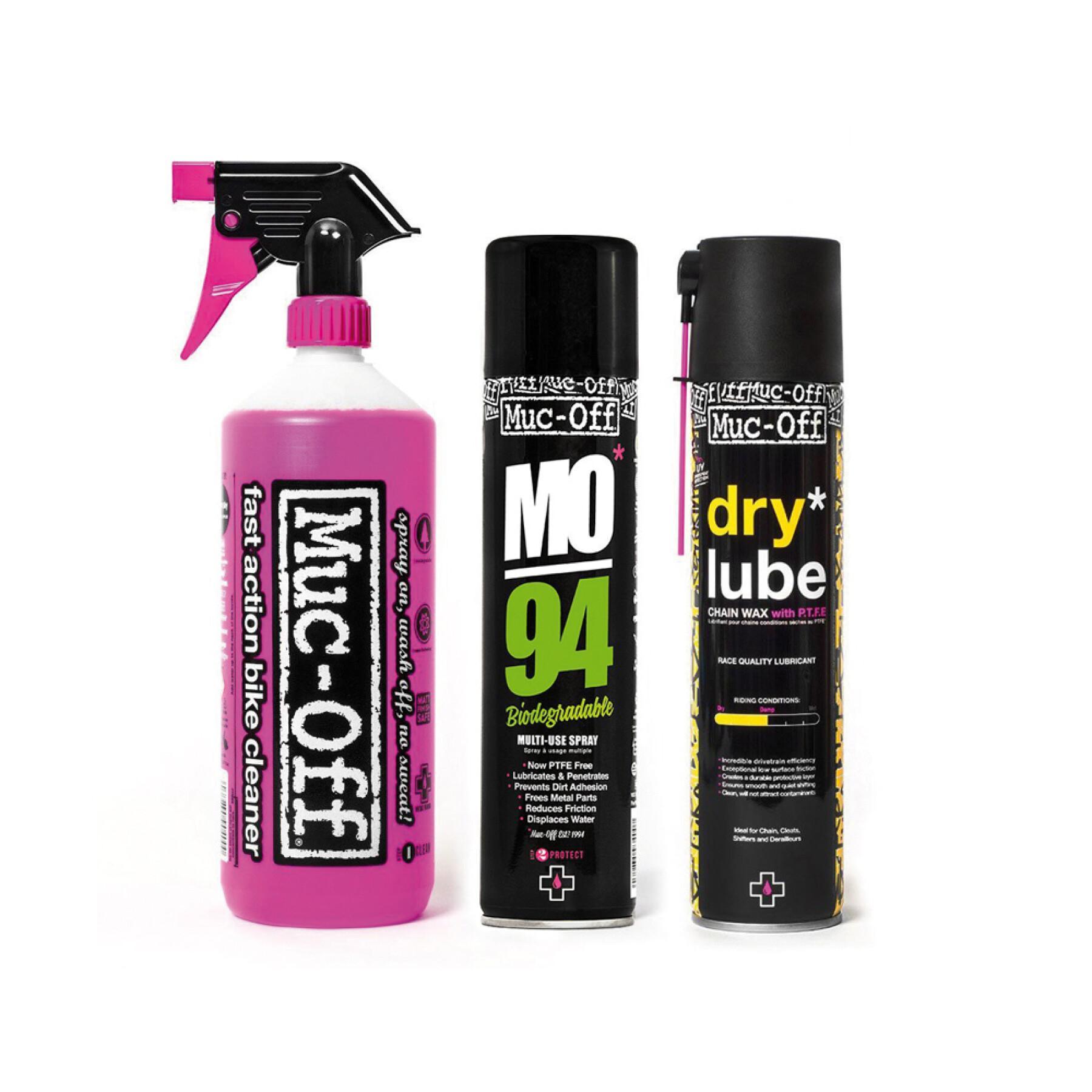 Mais limpo Muc-Off wash protect and lube kit dry
