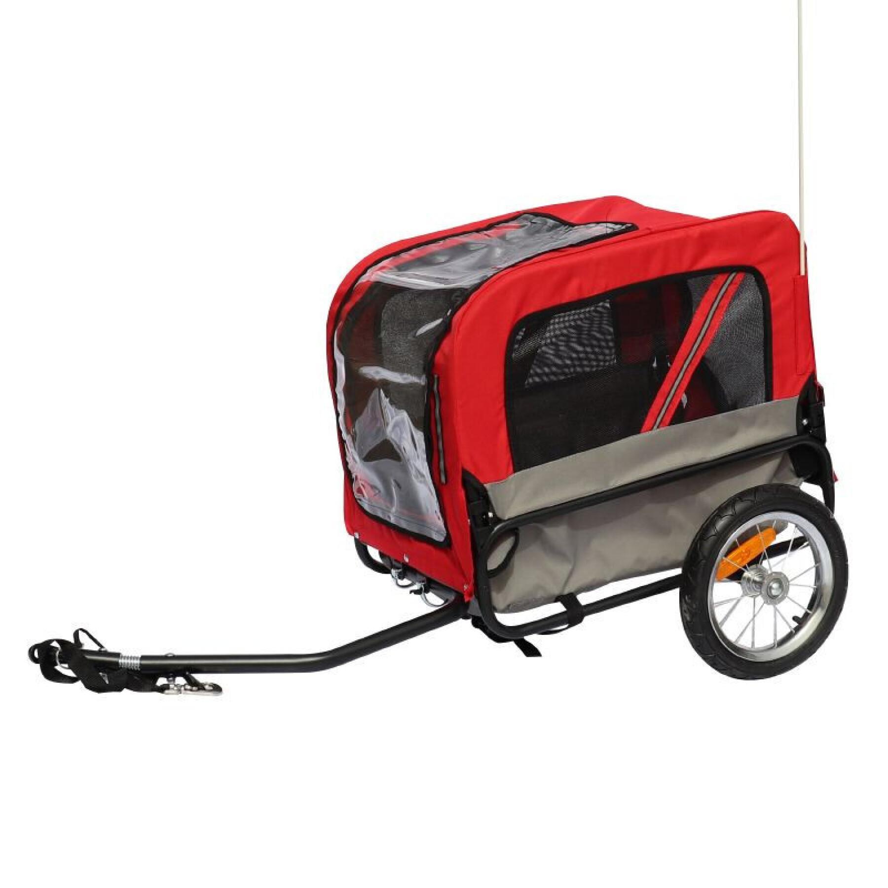 Reboque utilitário com rodas e fixação ao eixo da roda traseira - para transporte de cães e bagagens - 2 aberturas (frente+traseira) + braço extra P2R Maxi