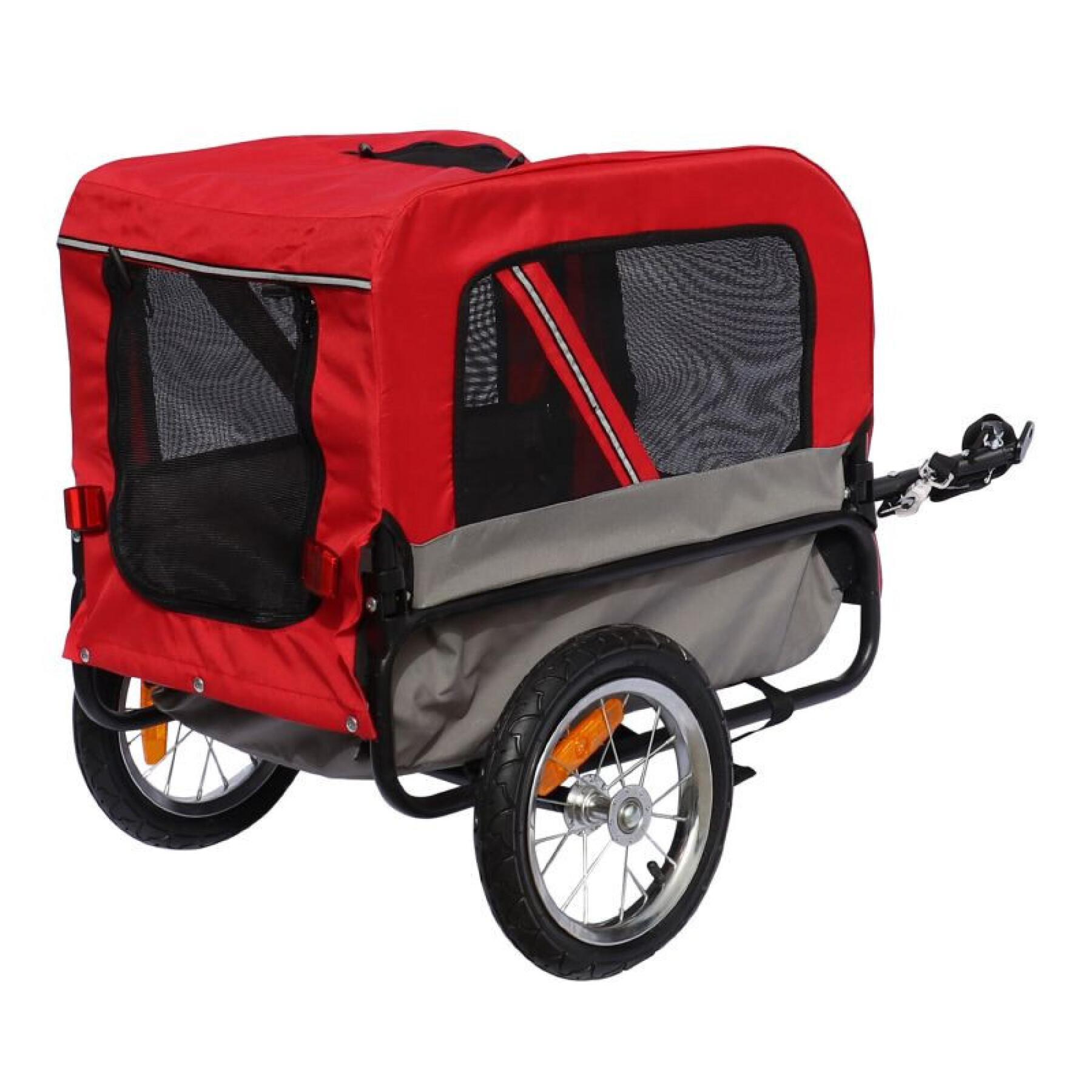 Reboque utilitário com rodas e fixação ao eixo da roda traseira - para transporte de cães e bagagens - 2 aberturas (frente+traseira) + braço extra P2R Maxi