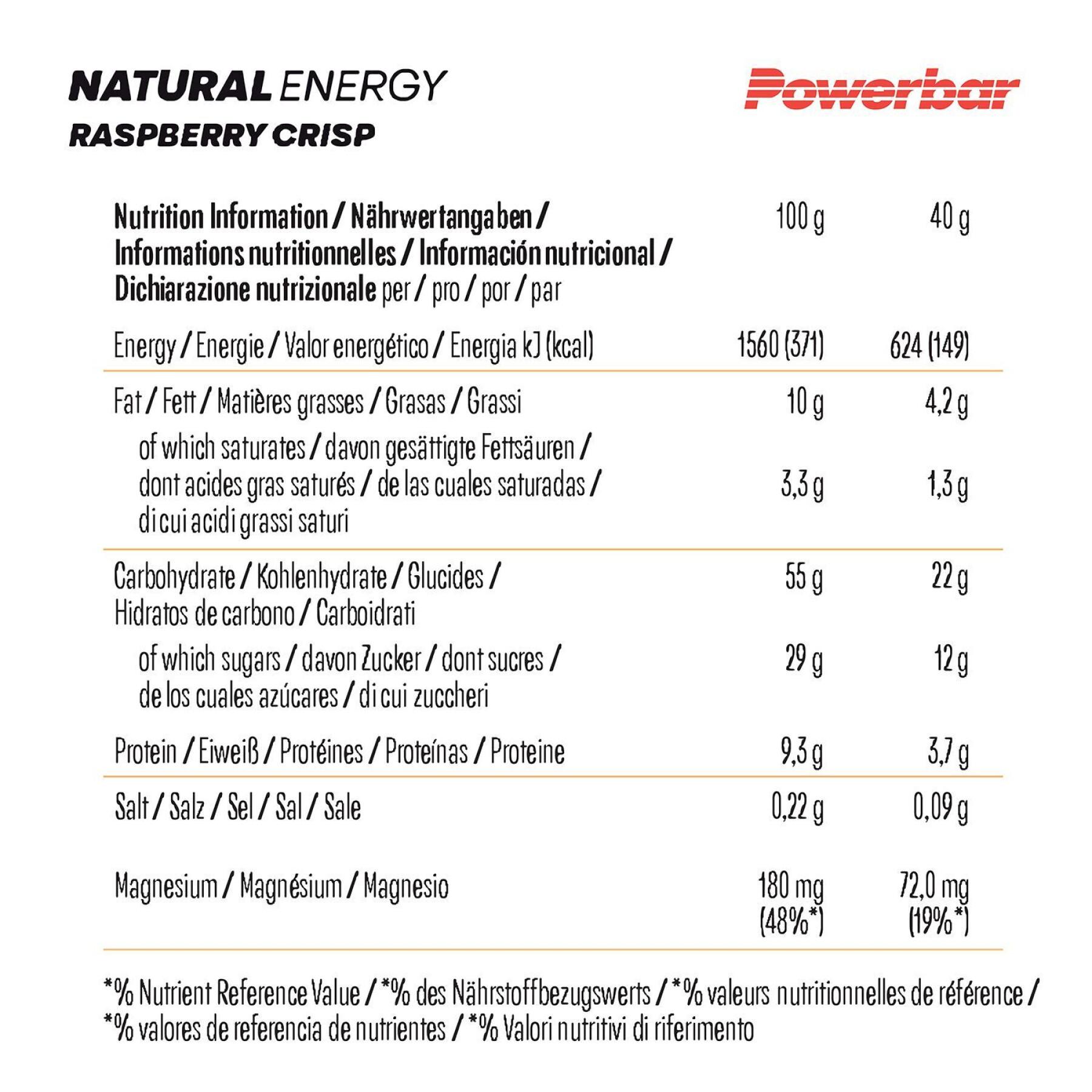 Embalagem de 18 barras nutricionais PowerBar Natural Energy Cereal