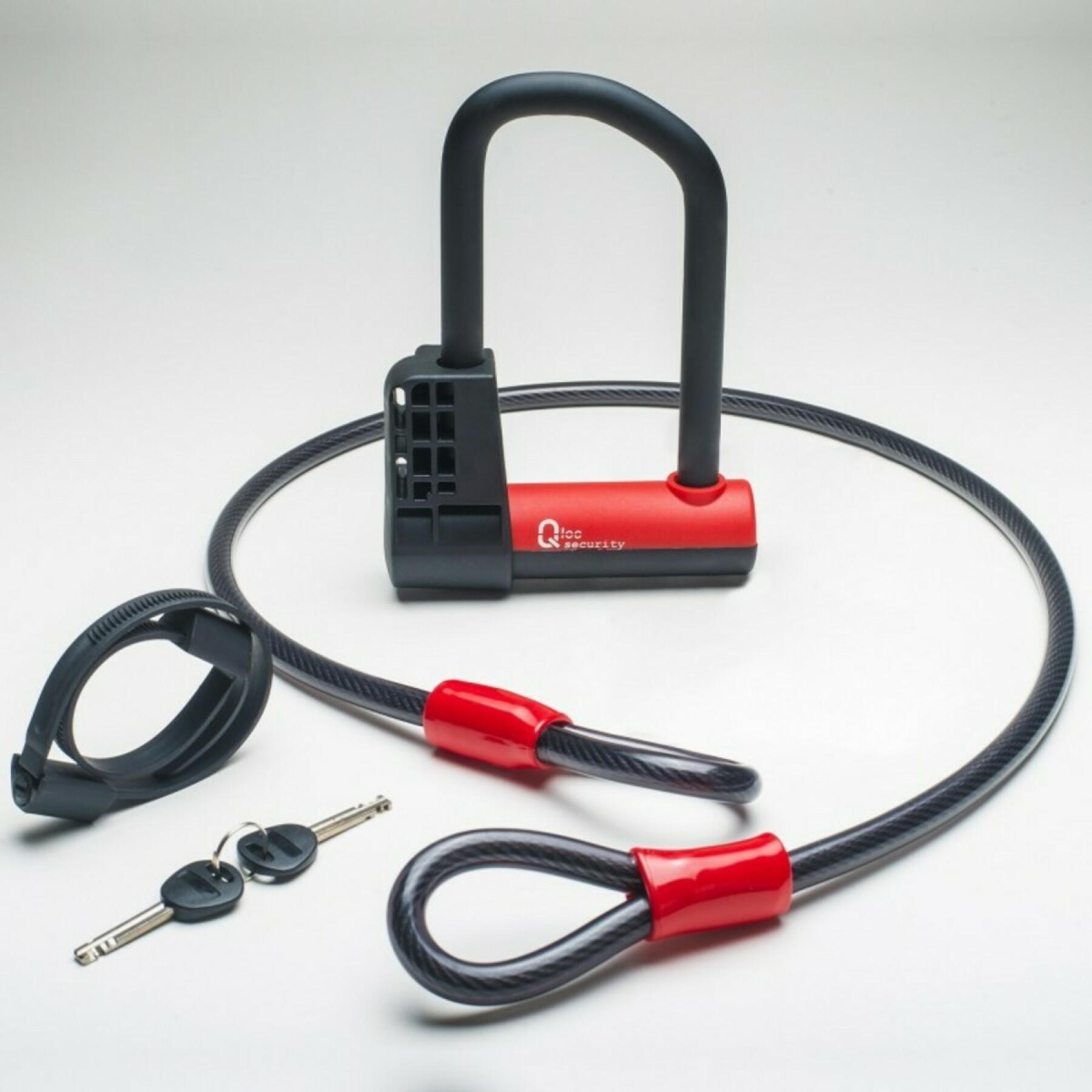 Dispositivo anti-roubo u com suporte Qloc Security Ø14 75/150mm + câble Ø12/1000mm