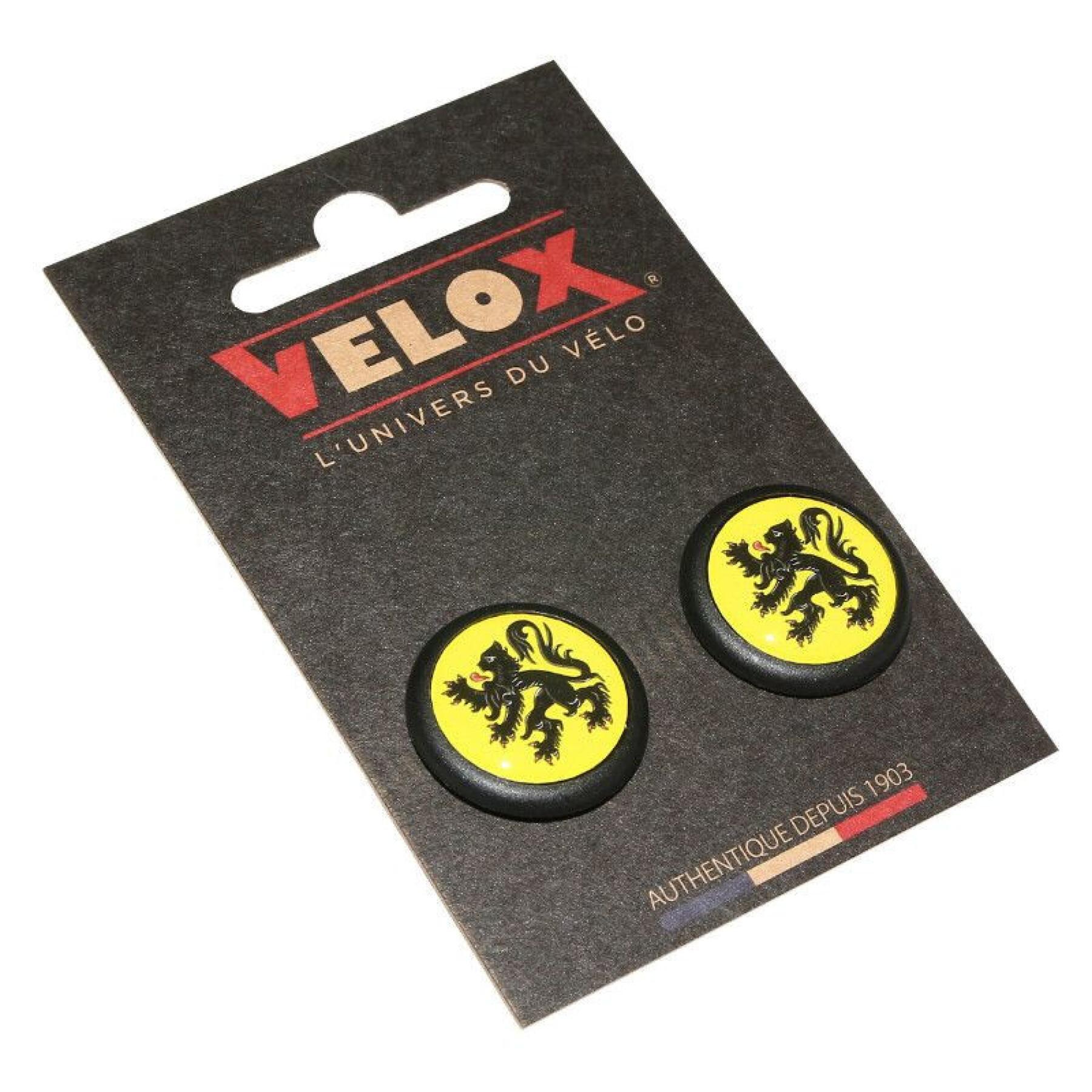 Conjunto de 2 tampões de guiador para bicicletas de estrada Velox Doming Lion Des Flandres