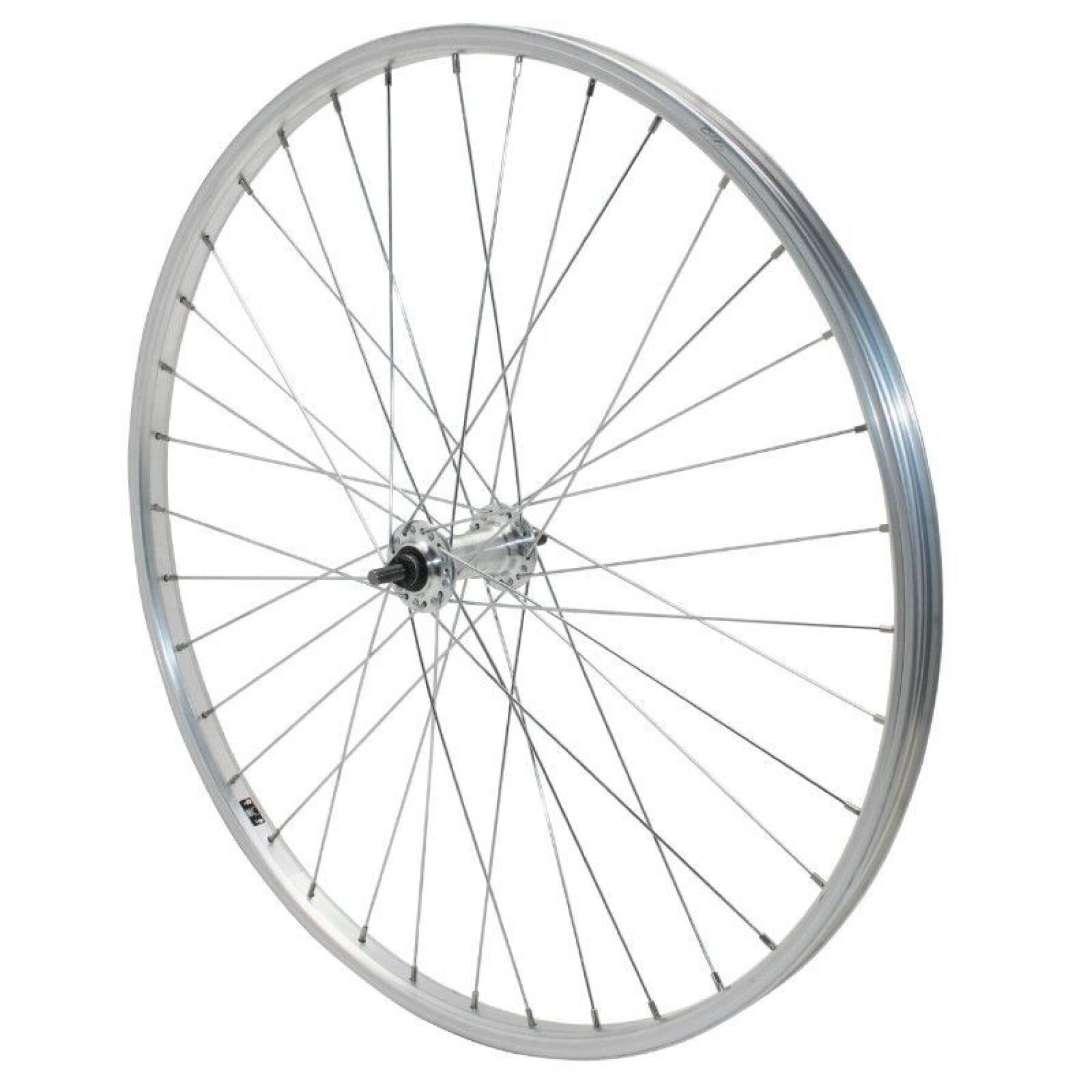 Roda frontal de bicicleta de alumínio com cubo de alumínio e eixo sólido Velox
