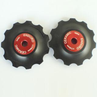 Conjunto de rodas de jockey com rolamentos do desviador cx ceramic-shimano 9 a 11 speed-red