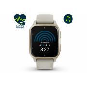 Relógio GPS com pulseira de silicone branco Garmin Venu Sq 2 Music Edition