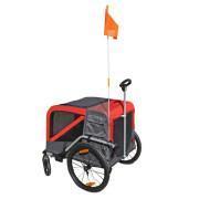 Reboque de bicicleta Maxi com rodas de 20" e eixo de roda traseira - fundo metálico reforçado para transporte de cães ou bagagens com pega e 2 rodas P2R